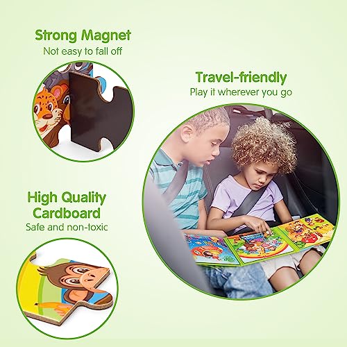 SYNARRY Magnetic Puzzles for Kids Ages 3-5, 20 Pieces Toddler Animal Puzzles, Children Travel Activity Toys Games for 3 4 5 6 Years Old Kids Boys Girls in Car Airplane, Learning Magnet for Road Trip - Image 5