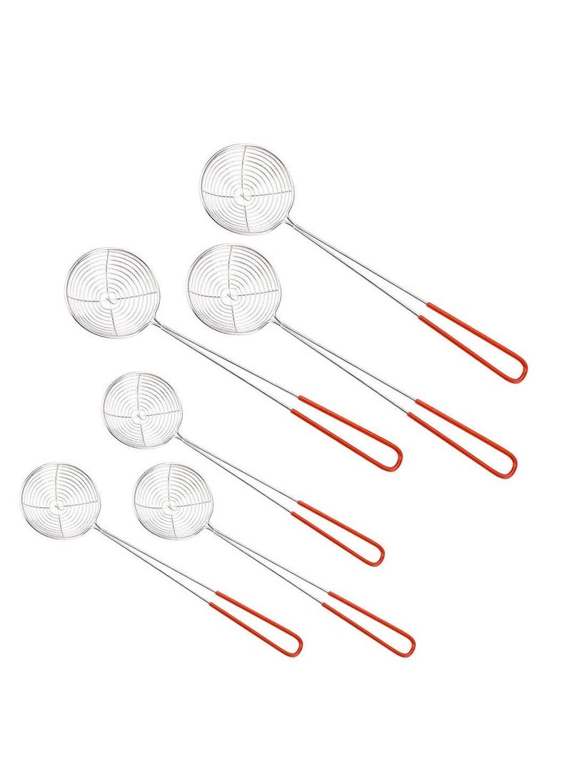 SYOSI 6 PCS Strainer Skimmer Ladle Silicone Handle Wire Skimmer Spoon Stainless Steel Sieve Set Hot Pot Strainer for Cooking and Frying - Image 1
