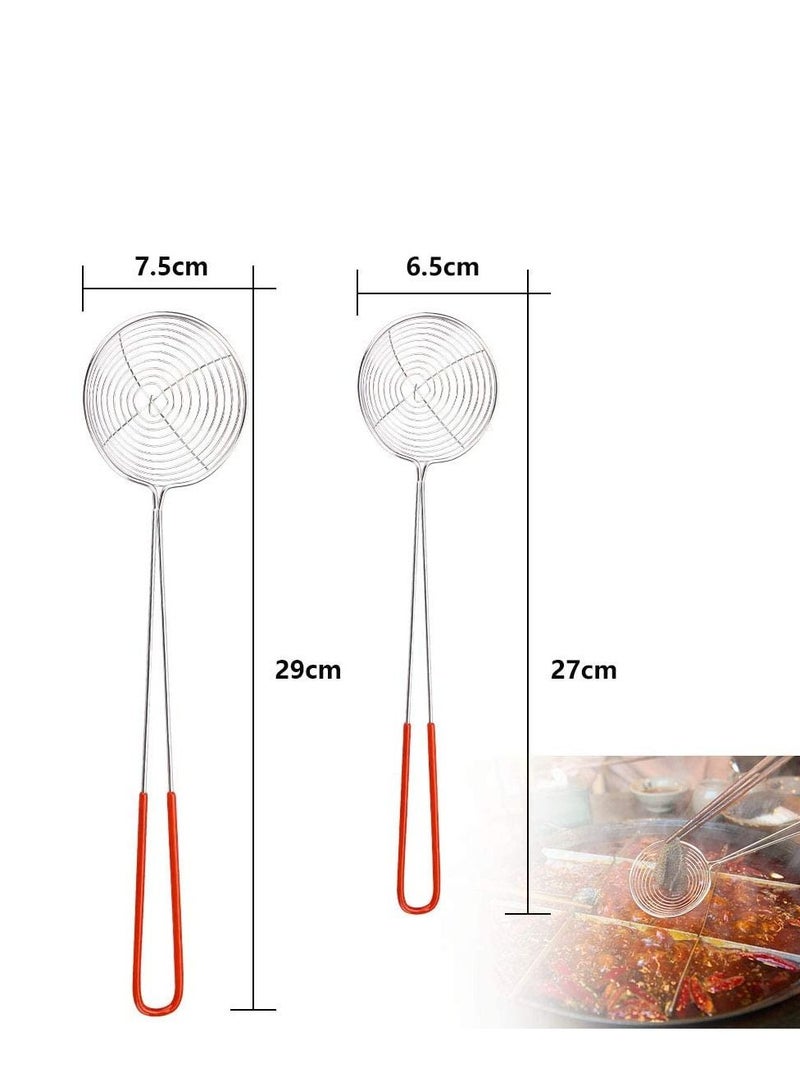 SYOSI 6 PCS Strainer Skimmer Ladle Silicone Handle Wire Skimmer Spoon Stainless Steel Sieve Set Hot Pot Strainer for Cooking and Frying - Image 2