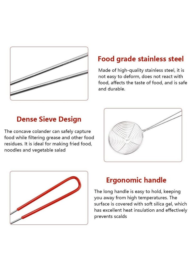 SYOSI 6 PCS Strainer Skimmer Ladle Silicone Handle Wire Skimmer Spoon Stainless Steel Sieve Set Hot Pot Strainer for Cooking and Frying - Image 3