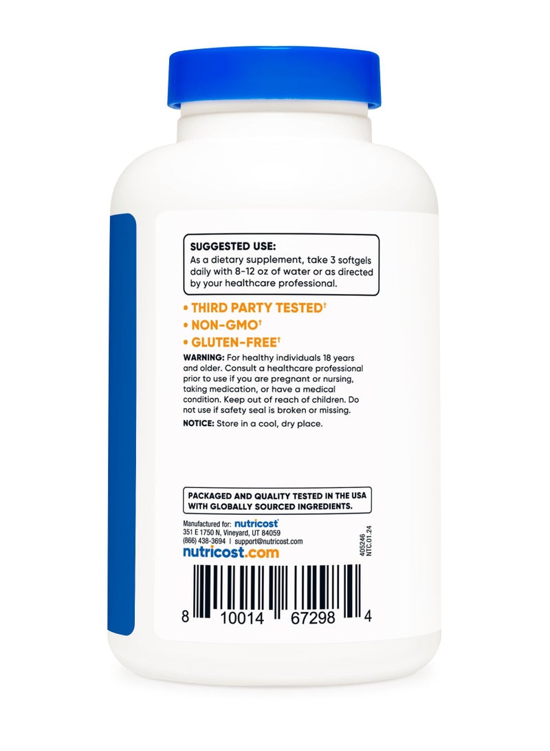 Nutricost Omega 3 1200 mg EPA(EE)/850 mg DHA (EE), 2500MG Omega-3 Fatty Acids Per Serving,40 Servings Per Bottle,120 Softgels - Dietary Supplement - Image 2