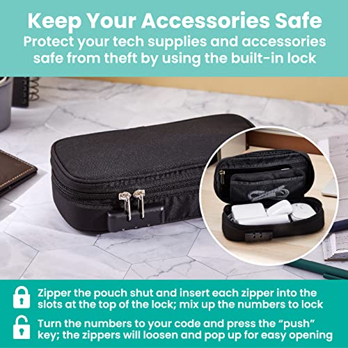 It's Academic Locking Pencil Case, for Office & School Supplies, Travel Organizer Bag, Compact, High Capacity, Light Weight, Black - Image 2