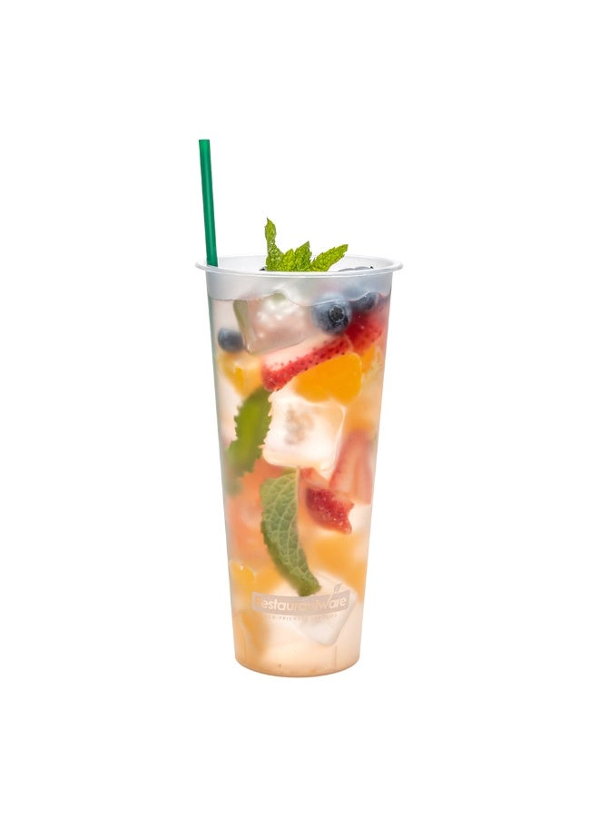Restaurantware Bev Tek 24 Ounce Frosted Plastic Cups, 100 Disposable Drink Cups - Lids Sold Separately, Serve Hot or Cold Beverages, Clear Plastic Party Cups, For Stadiums or Weddings, - Image 2