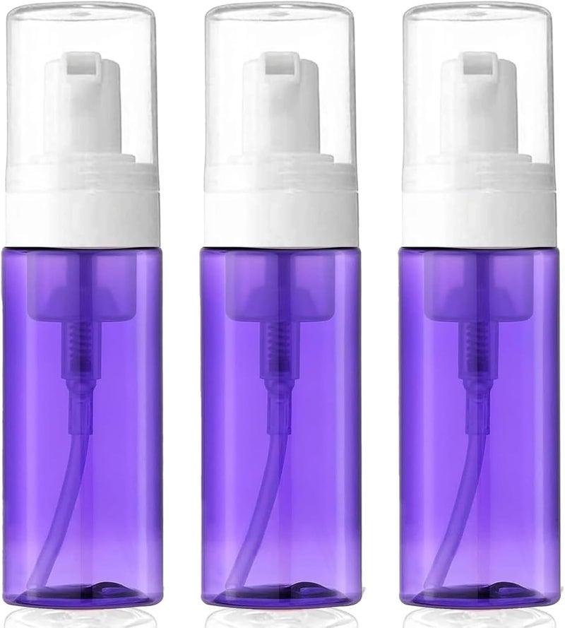 3-Pack Travel-Sized Foaming Pump Bottles - Empty Foaming Liquid Soap Dispensers - for Refillable Travel Hand Soap Shampoo Foaming Castile Cosmetics - BPA Free (100ml/3.3oz) (Purple)