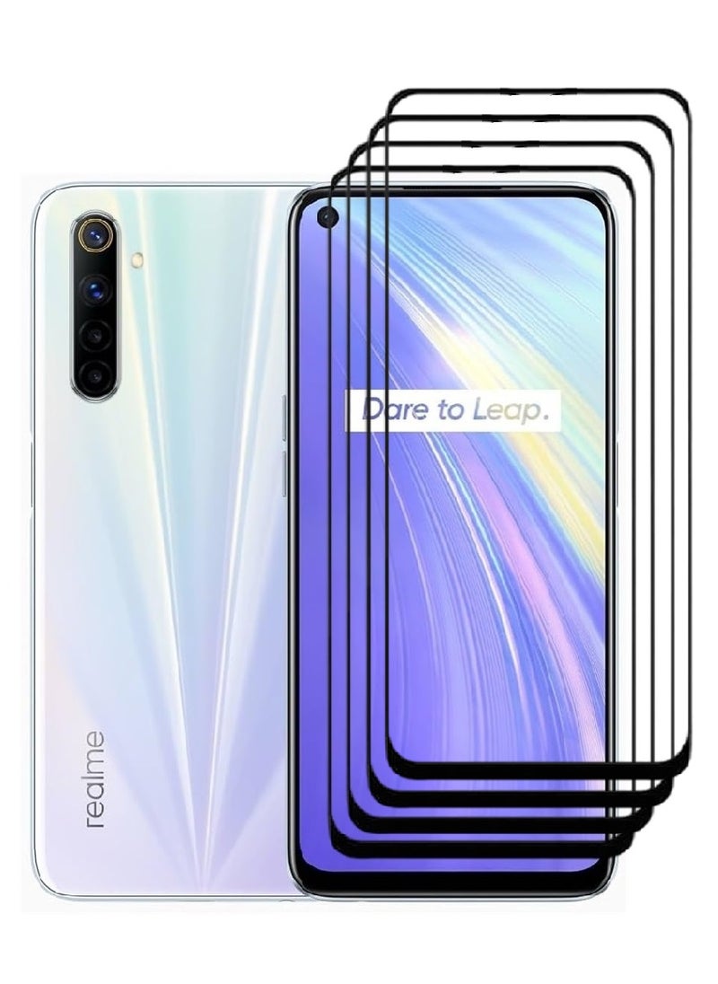 AINA 4 Pieces Tempered Glass Screen Protector 5D Designed For Realme 6 Full Glue Edge to Edge Full Screen Coverage And Bubble Free - Image 1