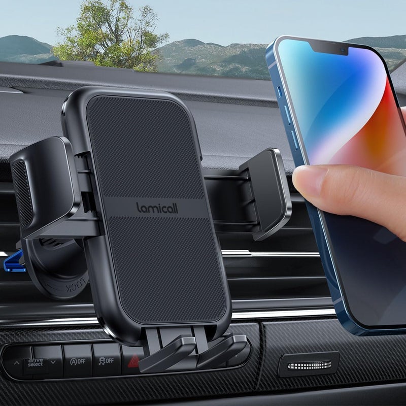 Lamicall 2026 Wider Clamp & Metal Hook Car Phone Holder Vent [Thick Cases Friendly] Phone Holders for Your Car Mount Gfts Automobile Hands Free Accessories for Women Men for iPhone 16 15 14 13 Pro Max - Image 2