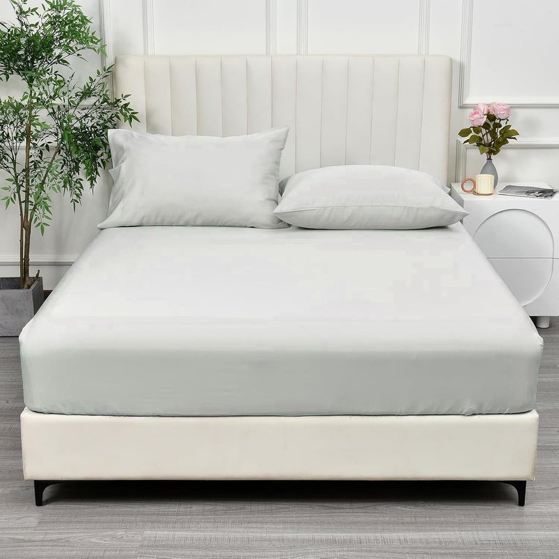 Mush 100 Bamboo King Size Fitted Bed Sheet 78 x 72 with 10 deep Pocket 400TC Bedsheet for Double Bed Ultra Soft Natural Breathable Cooling Double Bed Luxury Sheets - Image 1