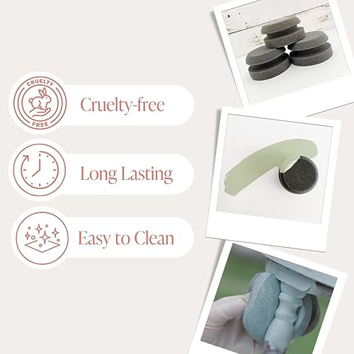 Country Chic Paint Chalk Style Painting Sponges - Set of 3-4” Round Reusable Handheld Sponge for Smooth Furniture Paint & Top Coat Application with No Brush Strokes - Washable Multi-Use Paint Applicator - Image 3