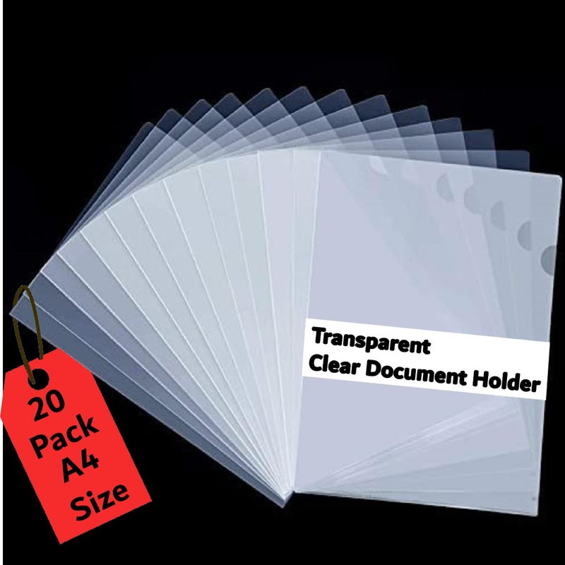 FUTURE X Transparent A4 File Folder - Heavy Duty 100 Micron Document Holder with 10 Sleeves, Ideal for School, Office, Certificate Storage, Durable Plastic Files Organizer, 310x220 mm (Pack of 20) - Image 1