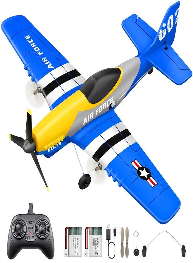 HAWK'S WORK 3 Channel RC Plane P-51D Mustang, Remote Control Airplane Ready to Fly, 2.4GHz 6-axis Gyro Stabilizer, Easy to Fly for Kids & Beginners - Image 1