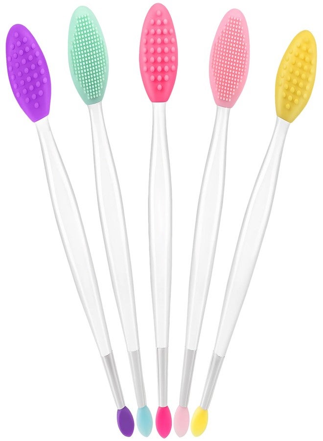 HJYOK Lip Scrub Brush, Dual-ended Lip Scrubber Exfoliator and Silicone Lip Brush Exfoliator Tool Lightening for Dark Lips Nose Scrubber Lip Mask Applicator 5PCS - Image 1