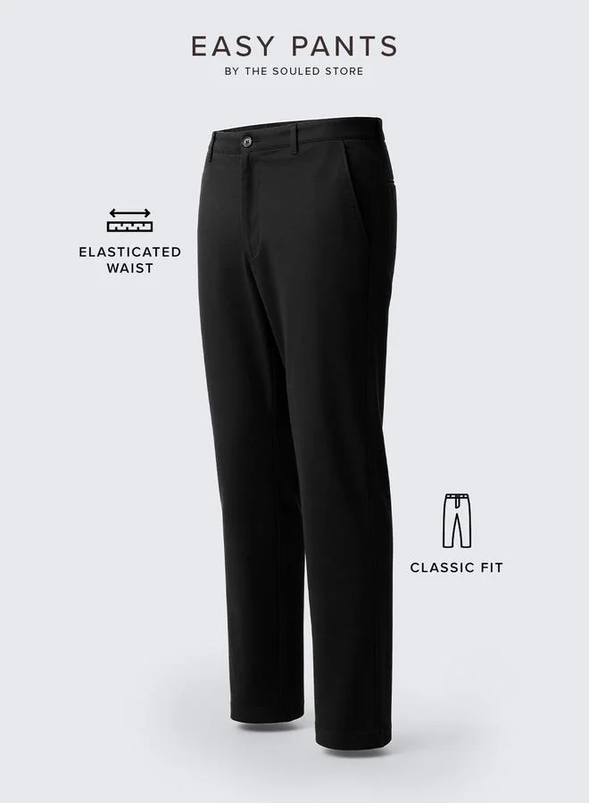 The Souled Store  Men Black Classic Fit Trousers for Men | Best Price UAE