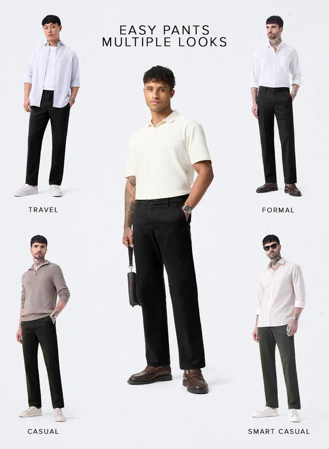 The Souled Store  Men Black Classic Fit Trousers for Men | Best Price UAE