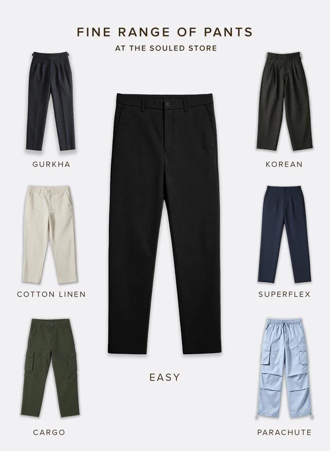The Souled Store  Men Black Classic Fit Trousers for Men | Best Price UAE