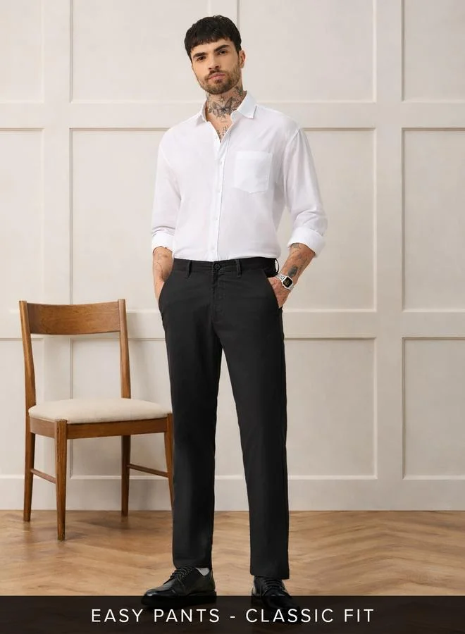 Men Black Classic Fit Trousers
