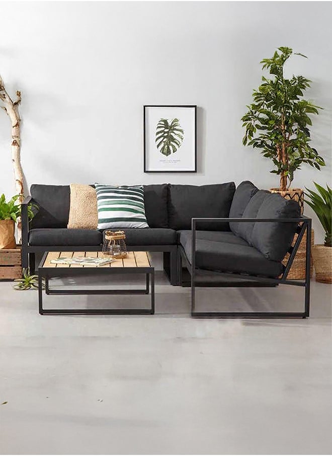 SWAR Corner sofa set and a table - Upholstered in linen - 2 pieces - Black 