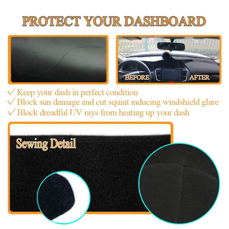 Yiz Dash Cover Mat Custom Fit for 2019-2025 Chevy Chevrolet Silverado 1500 2500HD 3500HD/2019-2023 GMC Sierra 1500 2500HD 3500HD w/o Head Up Display and Speaker Cutout,Dashboard Pad Carpet(Black) J130 - Image 5