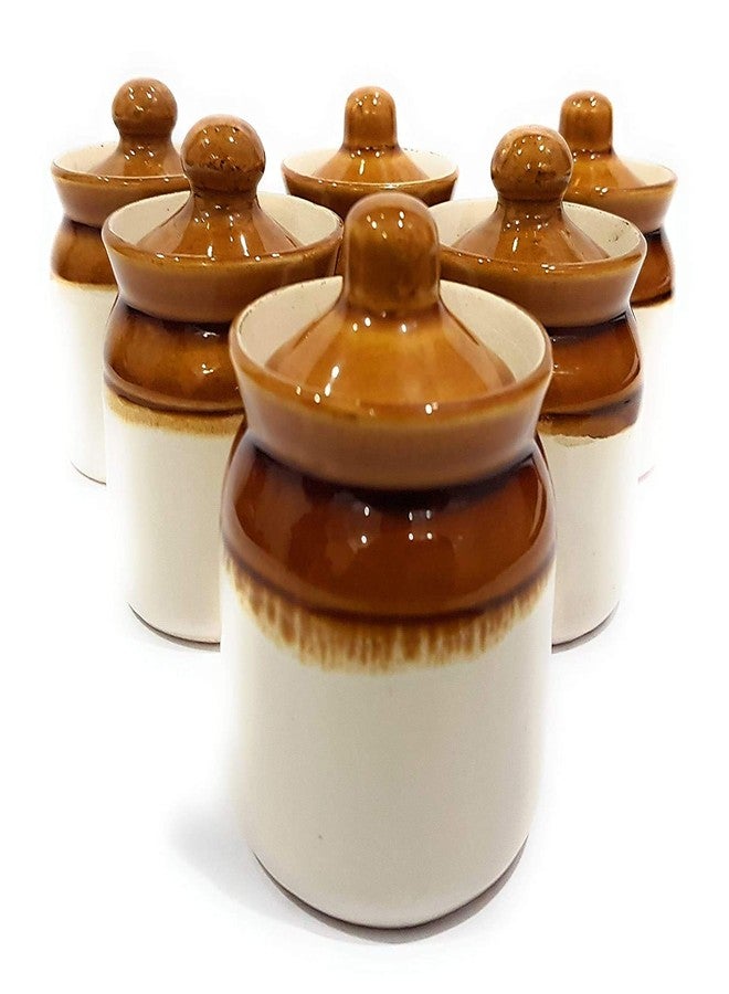 Jetwals Old Fashioned Handmade Ceramic Pickle Jar Set with Lid, Dining Table (JAR 200MLPACK OF 6) - Image 3