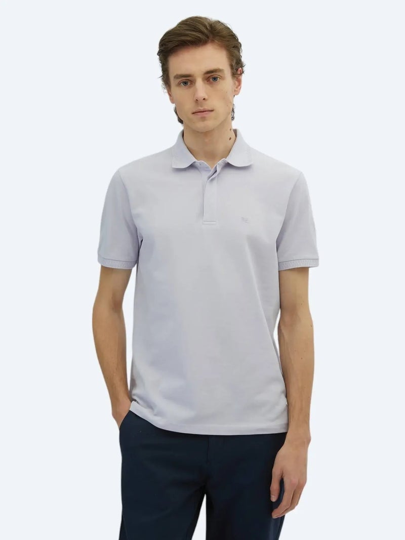 Kip Purple Plain Polo Neck 100% Cotton T-Shirt - Image 1