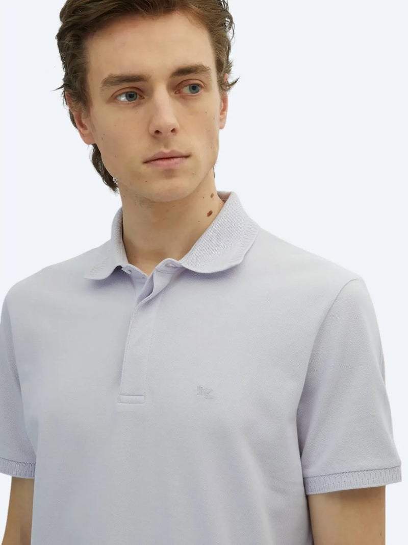 Kip Purple Plain Polo Neck 100% Cotton T-Shirt - Image 3