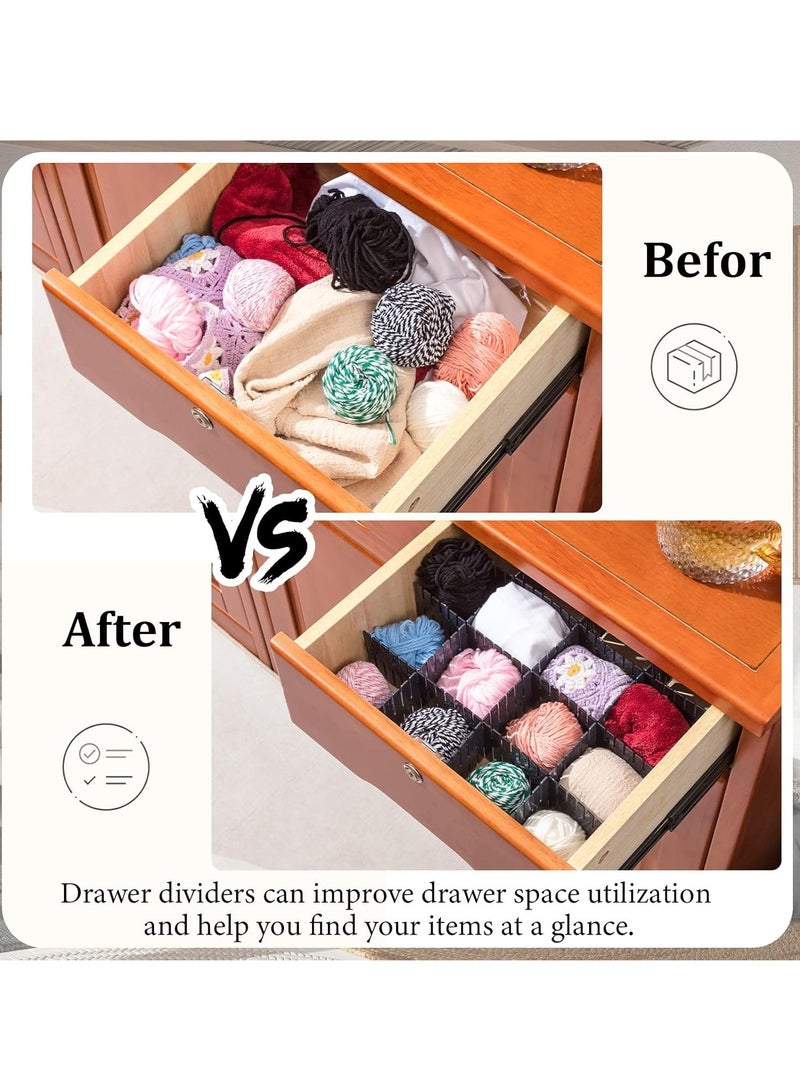 YelaJoy 20 Pcs Drawer Dividers, Adjustable Drawer Organizer for Socks, Underwear, Makeup, Can Help Tidy Kitchen, Bedroom, Dresser  (Black, 37cm) - Image 3