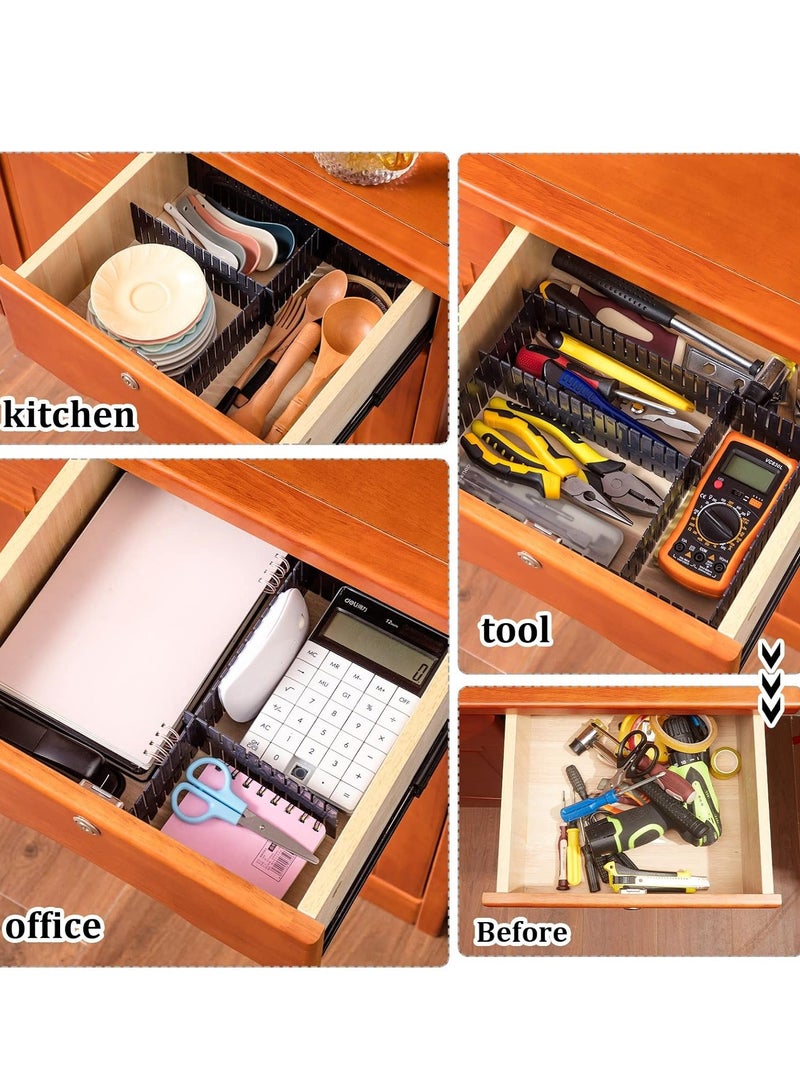 YelaJoy 20 Pcs Drawer Dividers, Adjustable Drawer Organizer for Socks, Underwear, Makeup, Can Help Tidy Kitchen, Bedroom, Dresser  (Black, 37cm) - Image 2