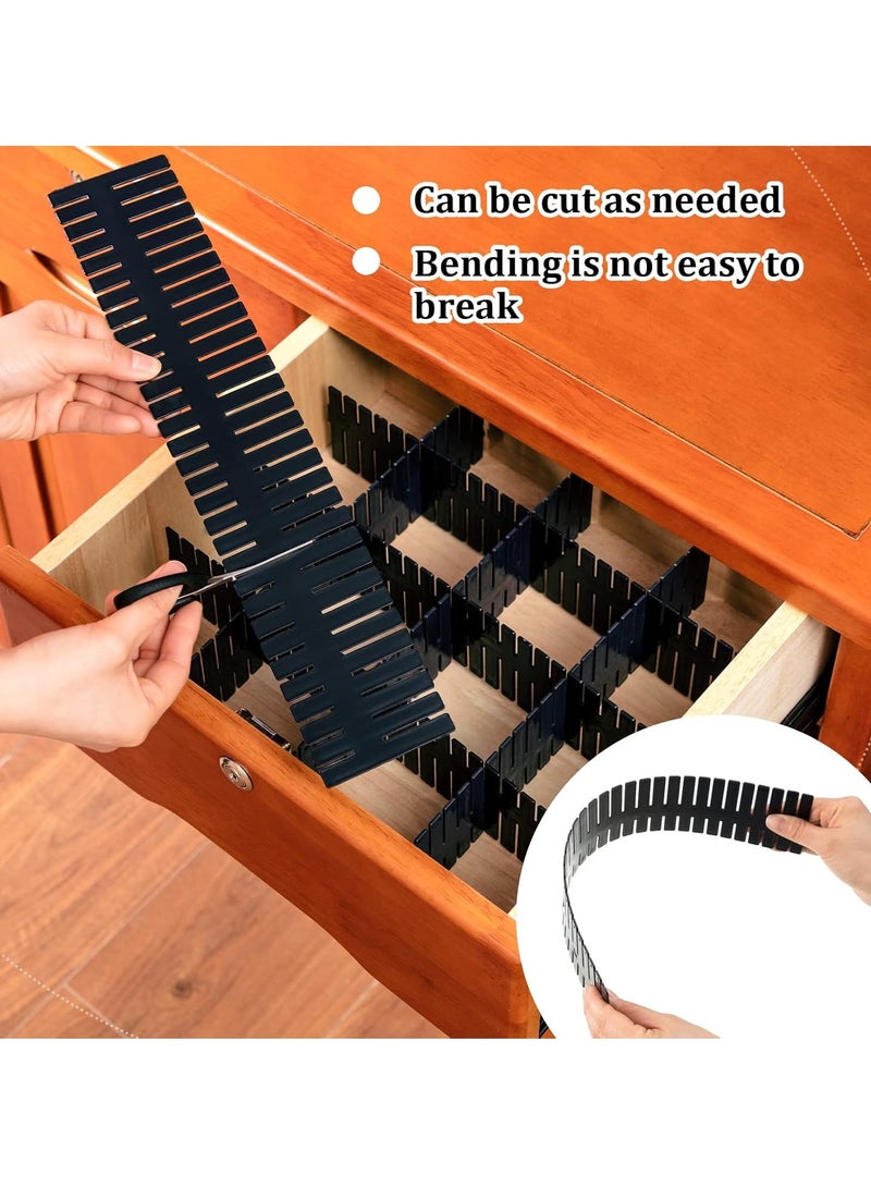 YelaJoy 20 Pcs Drawer Dividers, Adjustable Drawer Organizer for Socks, Underwear, Makeup, Can Help Tidy Kitchen, Bedroom, Dresser  (Black, 37cm) - Image 5