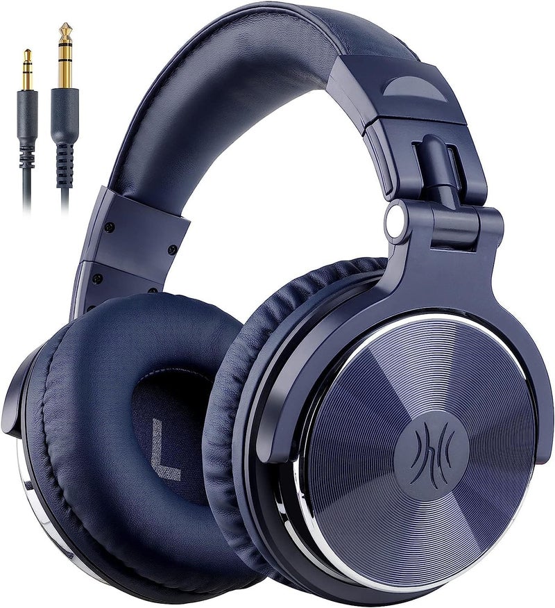 OneOdio Pro-10 Wired Over Ear Headphones Hi-Res Studio Monitor & Mixing DJ Stereo Headsets with 50mm Drivers and 1/4 to 3.5mm Jack for AMP Computer Recording Podcast Keyboard Guitar Laptop - Dark Blue - Image 1