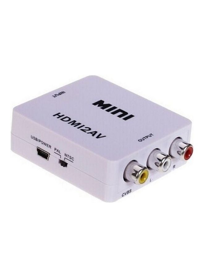 ELTRAZONE Mini HDMI2AV Video Converter Box – HDMI to AV CVBS L/R Adapter – Supports NTSC and PAL Output – 1080P HDMI to RCA Composite Adapter for TV, VCR, CRT, Monitor, Projector, DVD, Game Consoles – USB Powered Plug & Play Converter – White  - Image 2