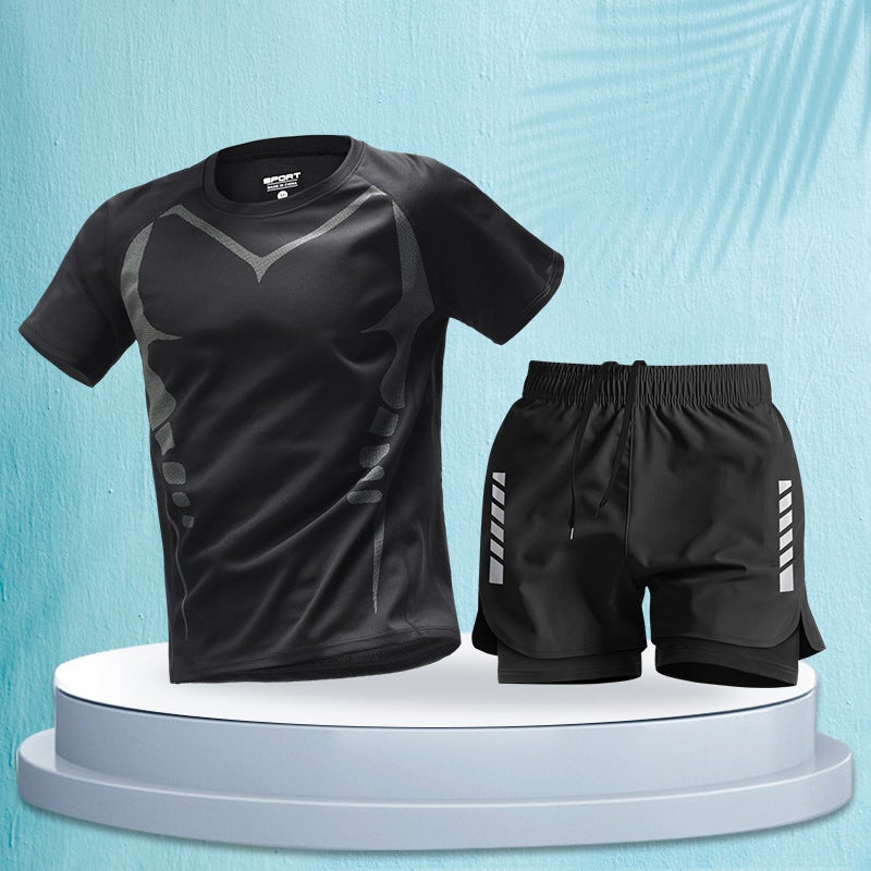 Marathon Professional Running Men's Sports Suit - Summer Quick-Drying Shorts &  Tee