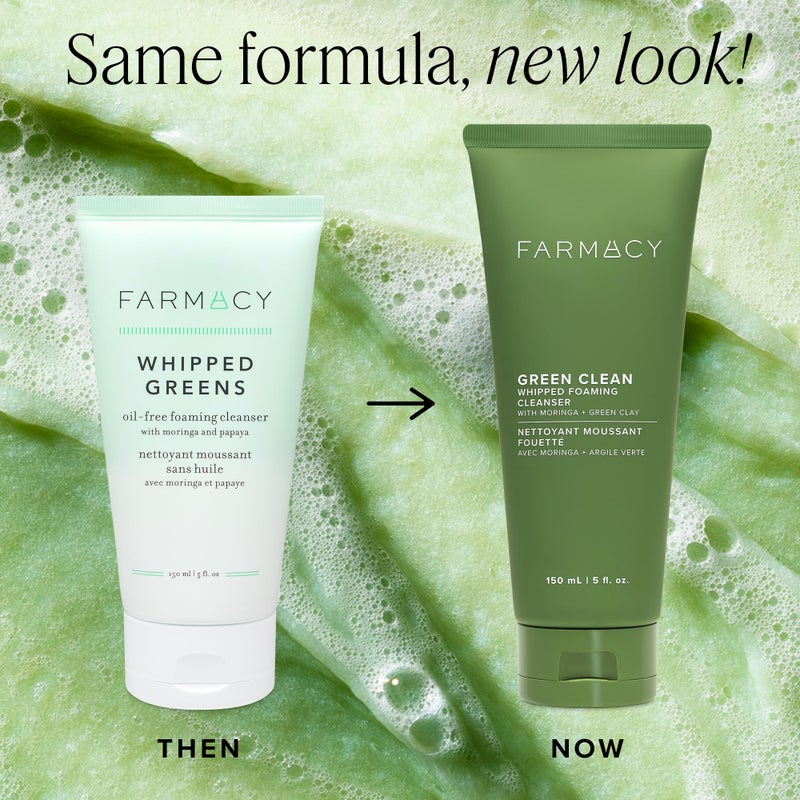 Farmacy Foaming Face Wash for Oily Skin - Whipped Greens Oil-Free Gentle Facial Cleanser + Exfoliator - Infused with Green Clay to Remove Impurities, Control Oil + Maintain Skin Hydration (150ml) - Image 2