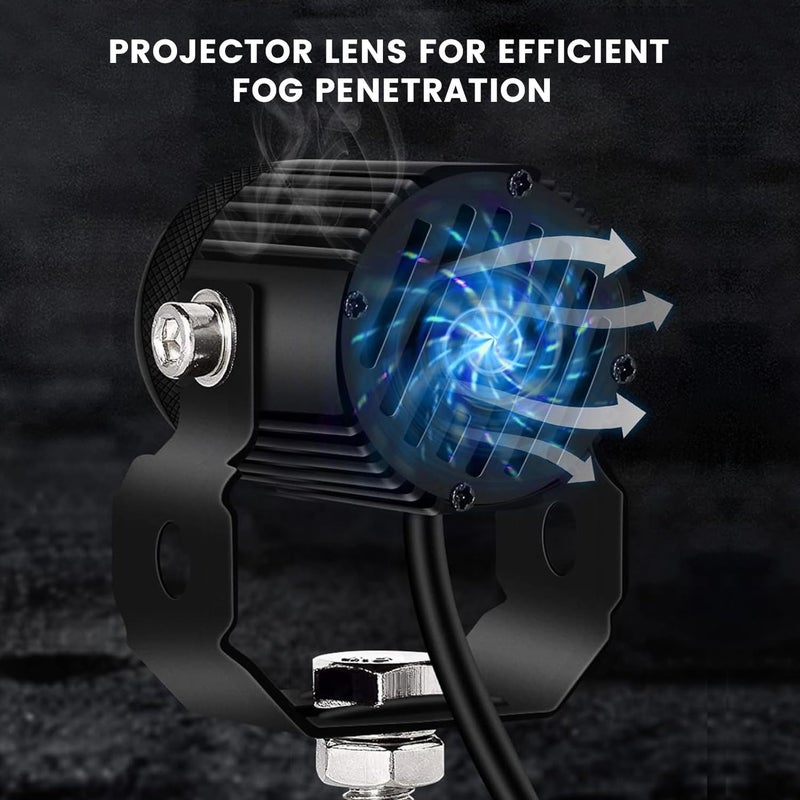 Pivalo 9V-36V DC Metal Body Fog Light with Projector Lens & Handlebar Switch, 40W LED Driving Lamp, 3000LM Temperature, Universal Spot Beam for Motorcycles, Scooters, Cars (Yellow/White,Pack of 2) - Image 5