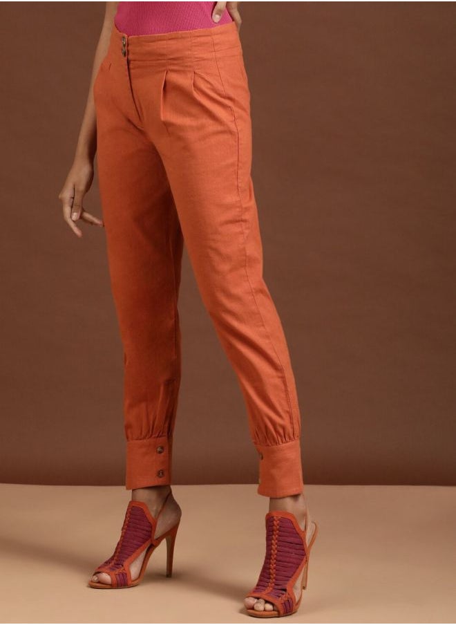 Freehand - Women Tapered Solid High-Rise Pleated Pants - Image 1