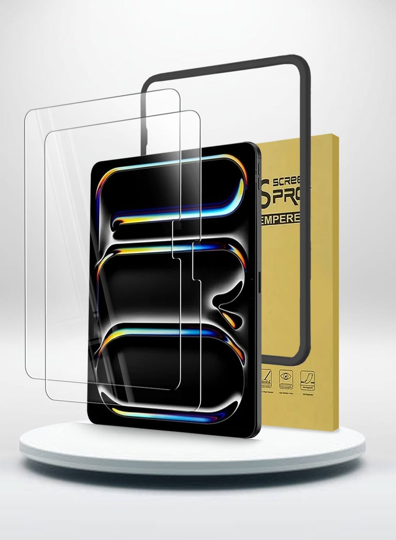 Techie حامي شاشة زجاجي مقسى بريميوم لجهاز آبل آيباد برو 13 إنش M4 (2024)، عبوة 2 من الزجاج المقسى مع إطار سهل التثبيت، وضوح عالي، مضاد للخدوش، مضاد لبصمات الأصابع، خالي من الفقاعات - Image 1