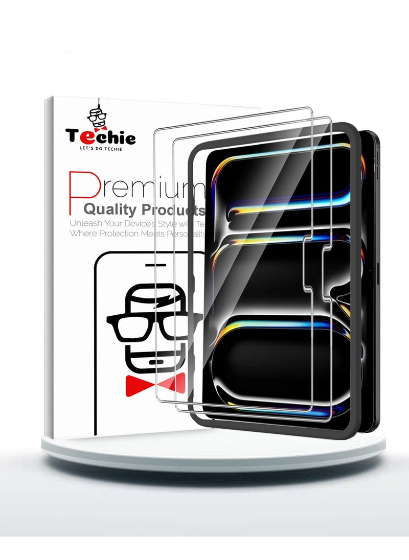 Techie Premium Tempered Glass Screen Protector for Apple iPad Pro 13-Inch M4 (2024), 2-Pack Tempered Glass with Easy Installation Frame, HD Clear, Anti-Scratch, Anti-Fingerprint, Bubble Free  - Image 1