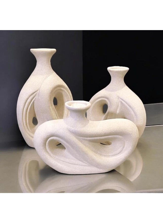 Generic Set Of 3 Boho Style Pottery And High Quality Ceramic Vase - White  - Image 1