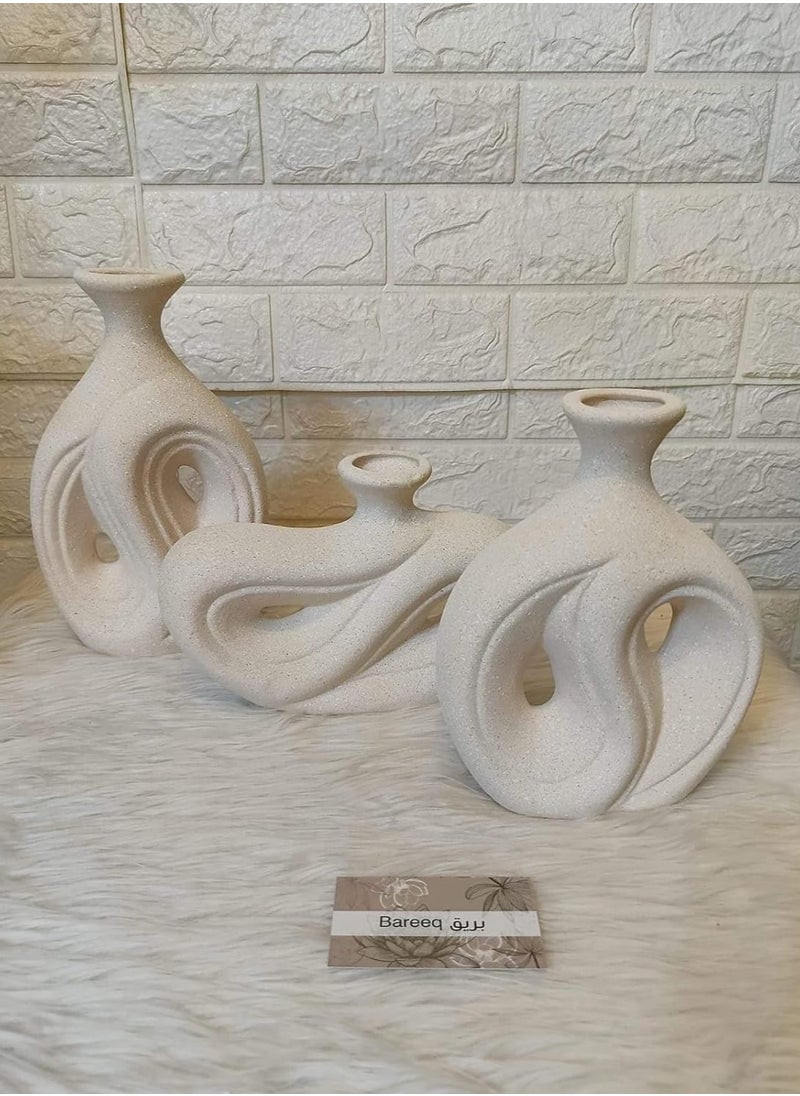 Generic Set Of 3 Boho Style Pottery And High Quality Ceramic Vase - White  - Image 2