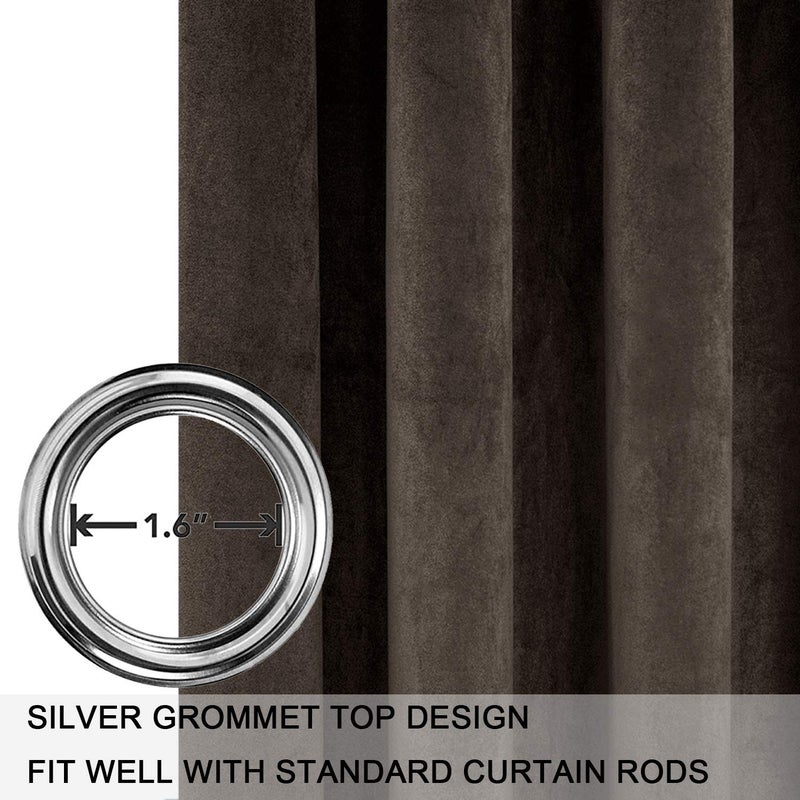 SMILETIME Brown 72 in Long Velvet Curtains with Grommet  Thermal Insulated Super Soft Privacy Noise Reducing Light Blocking Velvet Curtains for Living Room  2 Panels  Each 52 x 72 inches Long - Image 3