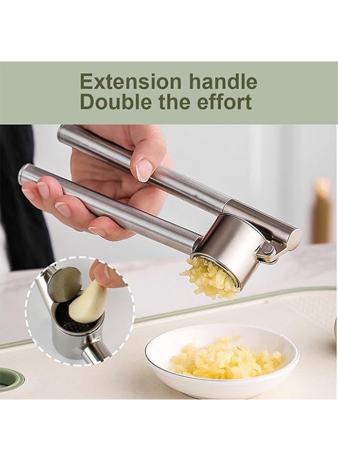 الثوم المطحنة - 304 الفولاذ المقاوم للصدأ الثوم المطحنة ، قابلة للفك ، الثقيلة ، مانع االصدأ ، والثوم المطحنة المهنية ومجموعات مقشرة ، قوي الزنجبيل المطحنة ، والمكسرات والبذور ، وسهلة التنظيف وغسالة صحون - Image 2