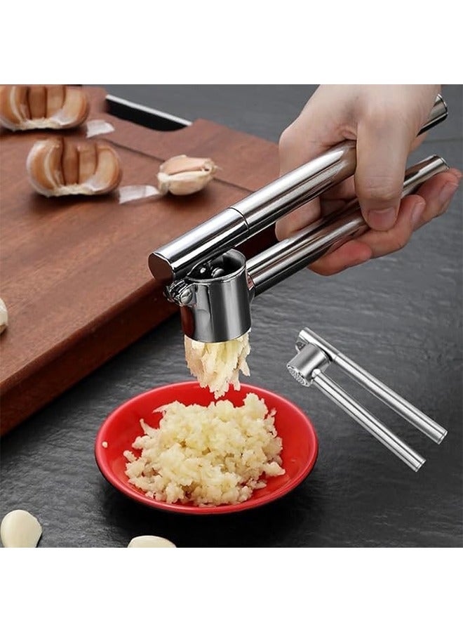 الثوم المطحنة - 304 الفولاذ المقاوم للصدأ الثوم المطحنة ، قابلة للفك ، الثقيلة ، مانع االصدأ ، والثوم المطحنة المهنية ومجموعات مقشرة ، قوي الزنجبيل المطحنة ، والمكسرات والبذور ، وسهلة التنظيف وغسالة صحون - Image 4