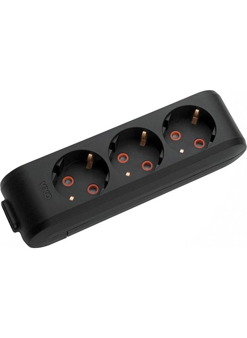 Viko - ML-90133300 Multi-Let 3 Way Socket Child Protected Black Group Socket with Grounded Terminals - Image 1