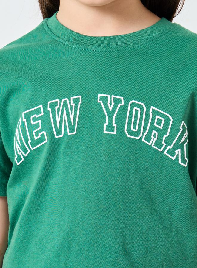 Styli Girls Green New York Graphic Oversized T-Shirt - Image 3