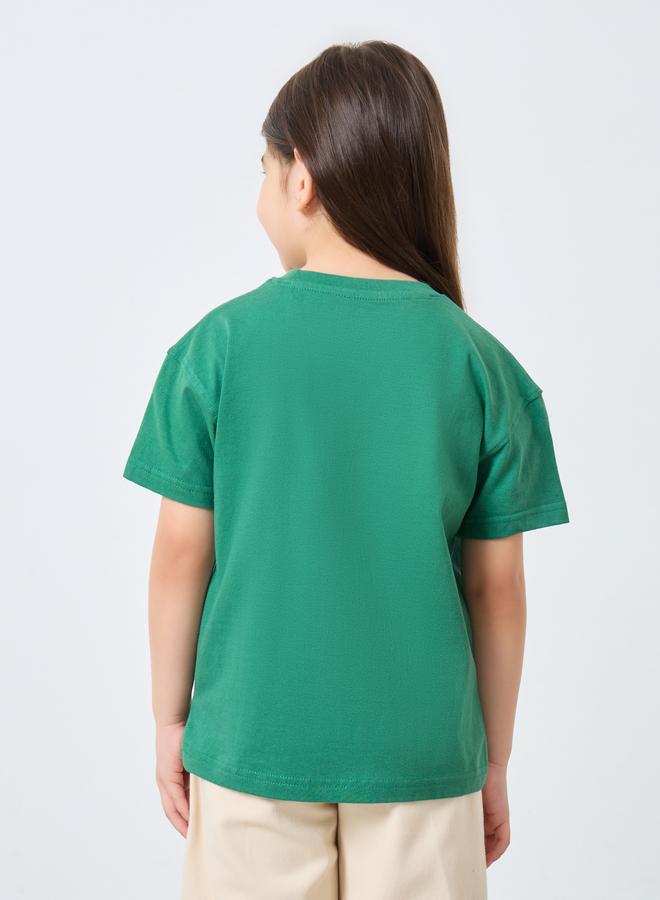 Styli Girls Green New York Graphic Oversized T-Shirt - Image 4