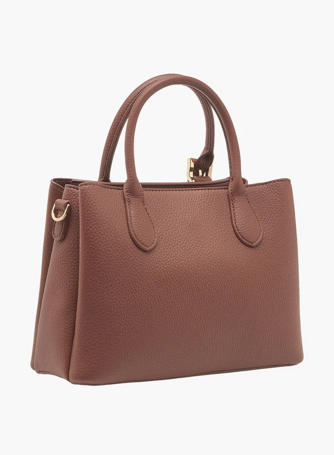 Le Confort BROWN Textured Tote Bag with Detachable Strap and Zip Closure for Women | Best Price UAE