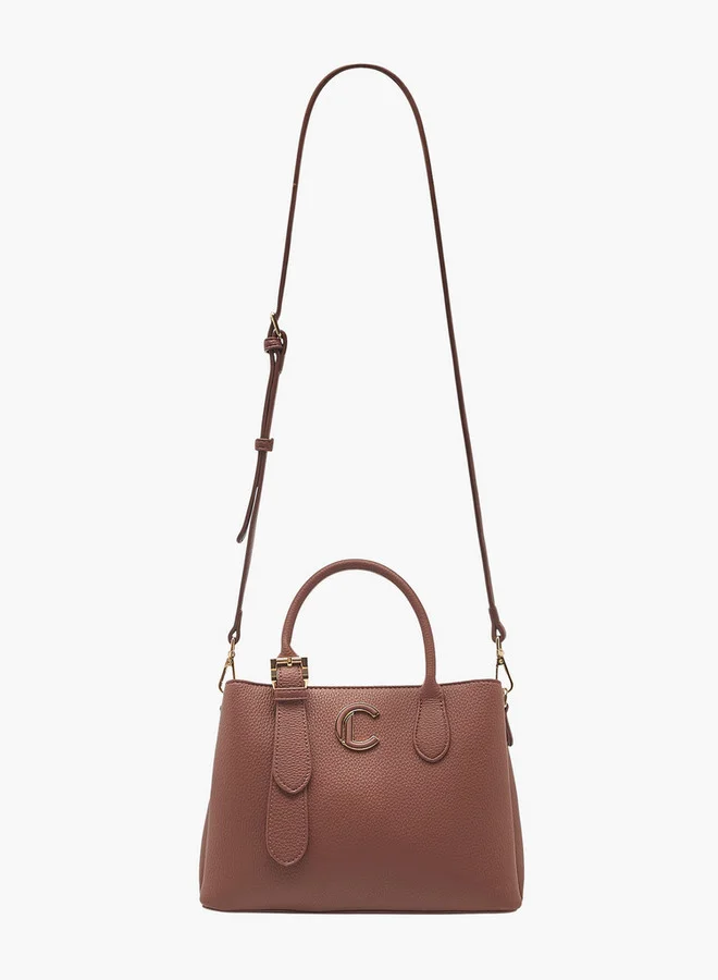 Le Confort BROWN Textured Tote Bag with Detachable Strap and Zip Closure for Women | Best Price UAE