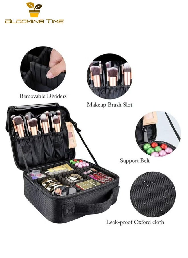 BLOOMING TIME Professional storage partition cosmetic box, travel cosmetic bag waterproof black  - Image 2