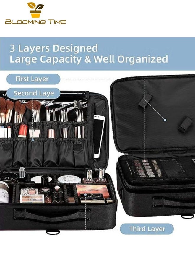 BLOOMING TIME Professional storage partition cosmetic box, travel cosmetic bag waterproof black  - Image 5