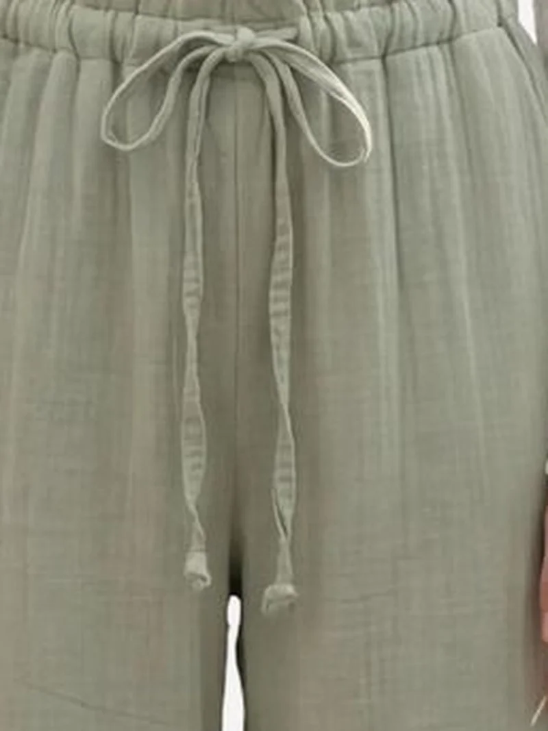 My Fashion Sage Green MY FASHION Elastic Waist Straight Leg Pants for Women | Best Price UAE