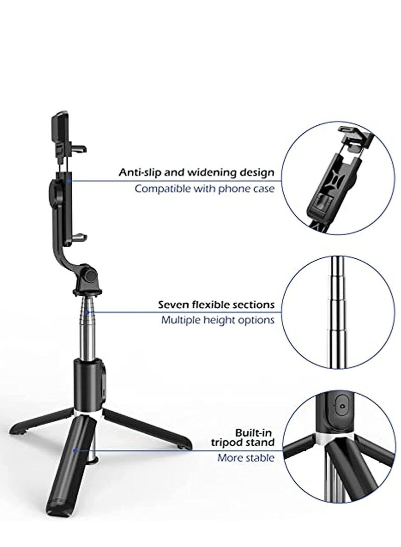 Portable Selfie Stick Tripod with Light with Detachable Bluetooth Remote,41 Inch Extendable Tripod Compatible with IPhone 13 Pro/12/11 Pro/Max/XS/XR/X and Samsung Galaxy S10/S9 Plus - Image 4