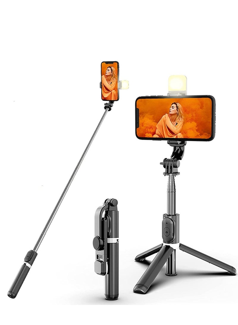 Portable Selfie Stick Tripod with Light with Detachable Bluetooth Remote,41 Inch Extendable Tripod Compatible with IPhone 13 Pro/12/11 Pro/Max/XS/XR/X and Samsung Galaxy S10/S9 Plus - Image 2